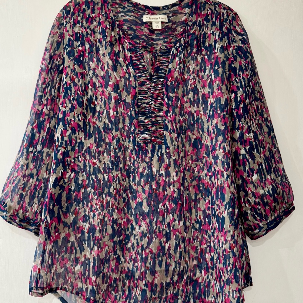 Coldwater Creek Women's Pink and Blue Blouse